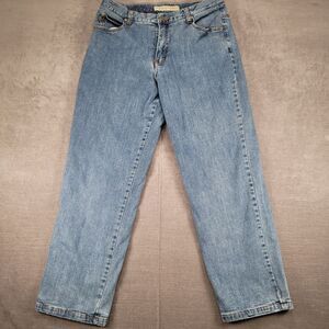 Cabela's Flannel Lined Classic Light Wash Mom Jeans Straight‎ Leg Denim Sz 14